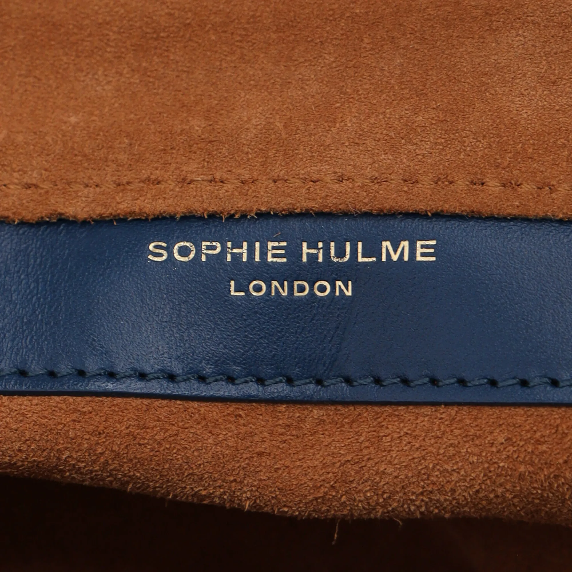 Sophie Hulme Large Bolt Shoulder Bag in Navy Blue Leather