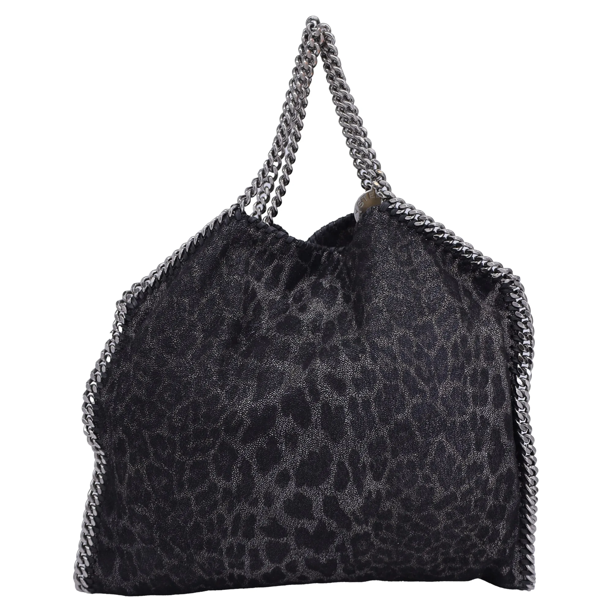 Stella McCartney Regular Falabella Leopard Print Tote Bag in Black Faux Leather