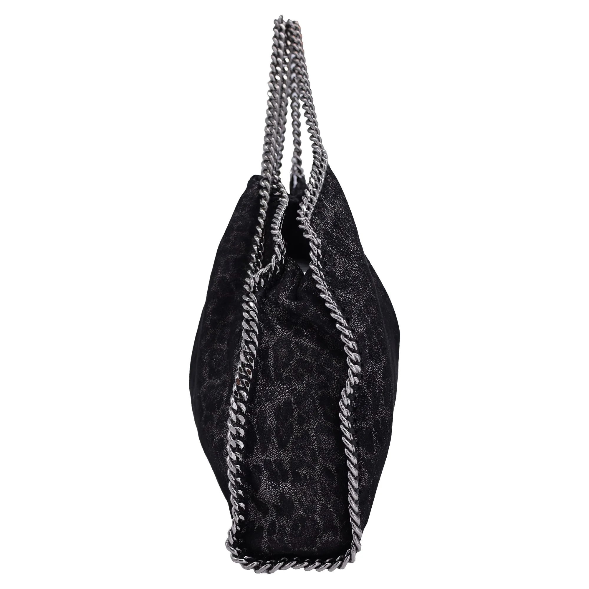 Stella McCartney Regular Falabella Leopard Print Tote Bag in Black Faux Leather