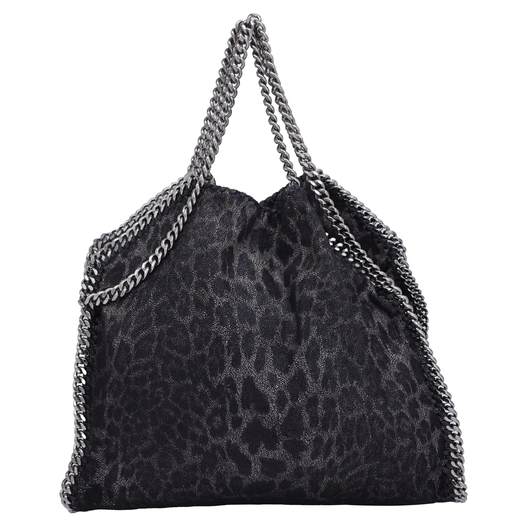 Stella McCartney Regular Falabella Leopard Print Tote Bag in Black Faux Leather