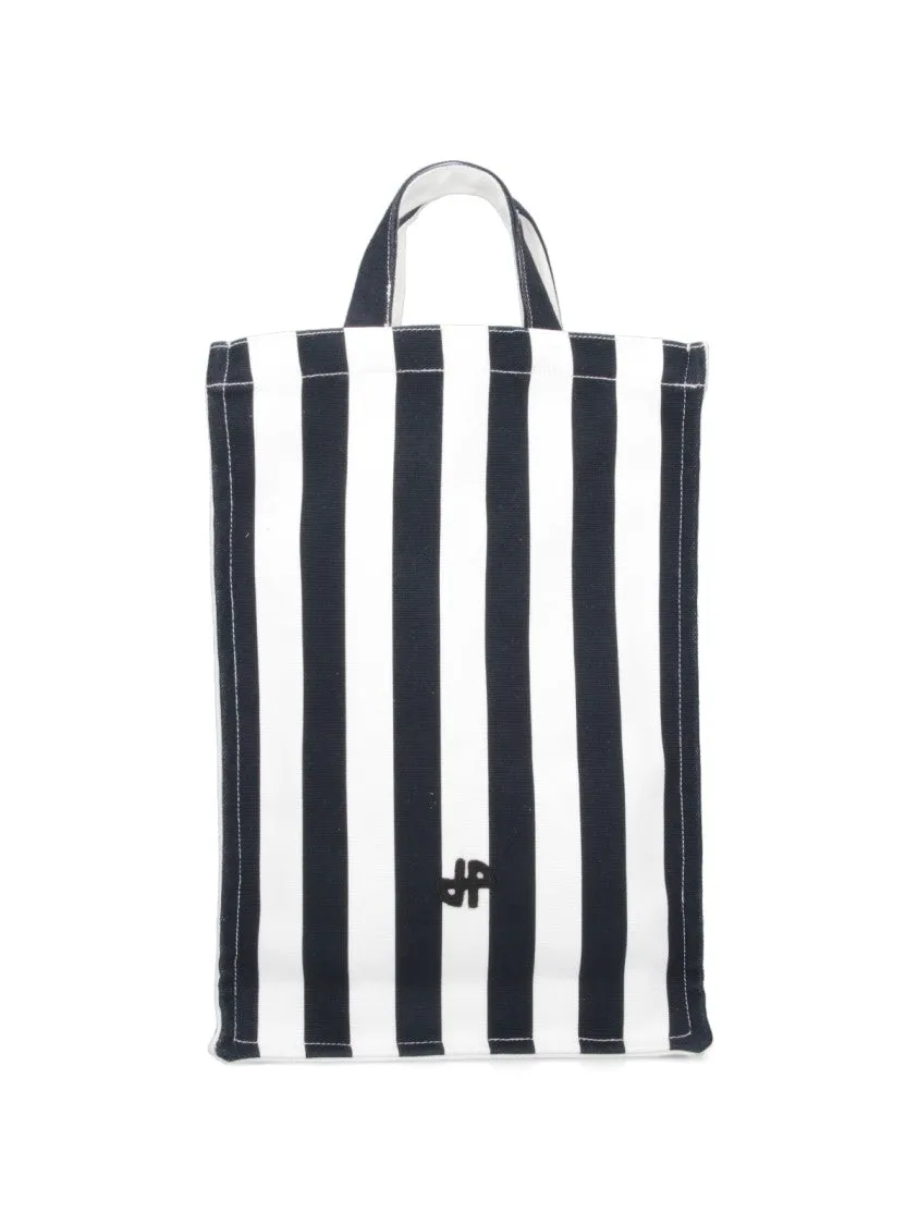 Striped Tote" Bag  Black