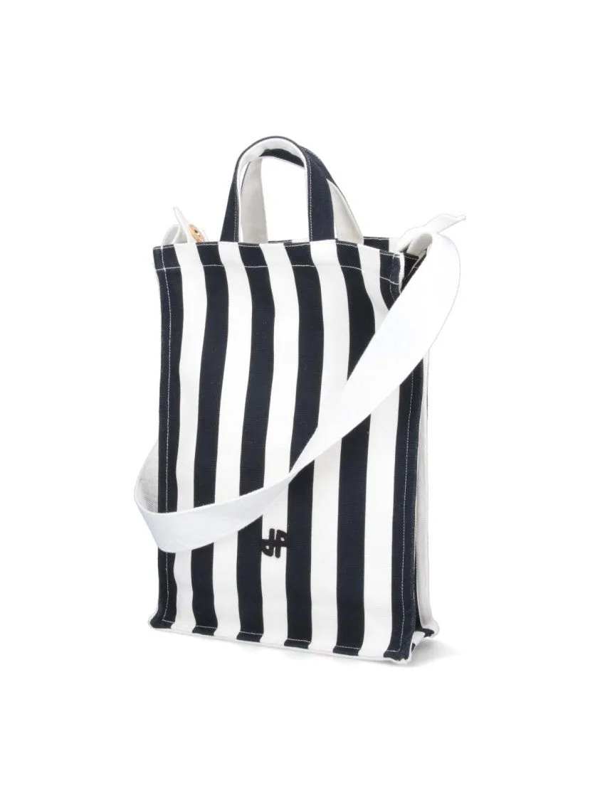 Striped Tote" Bag  Black