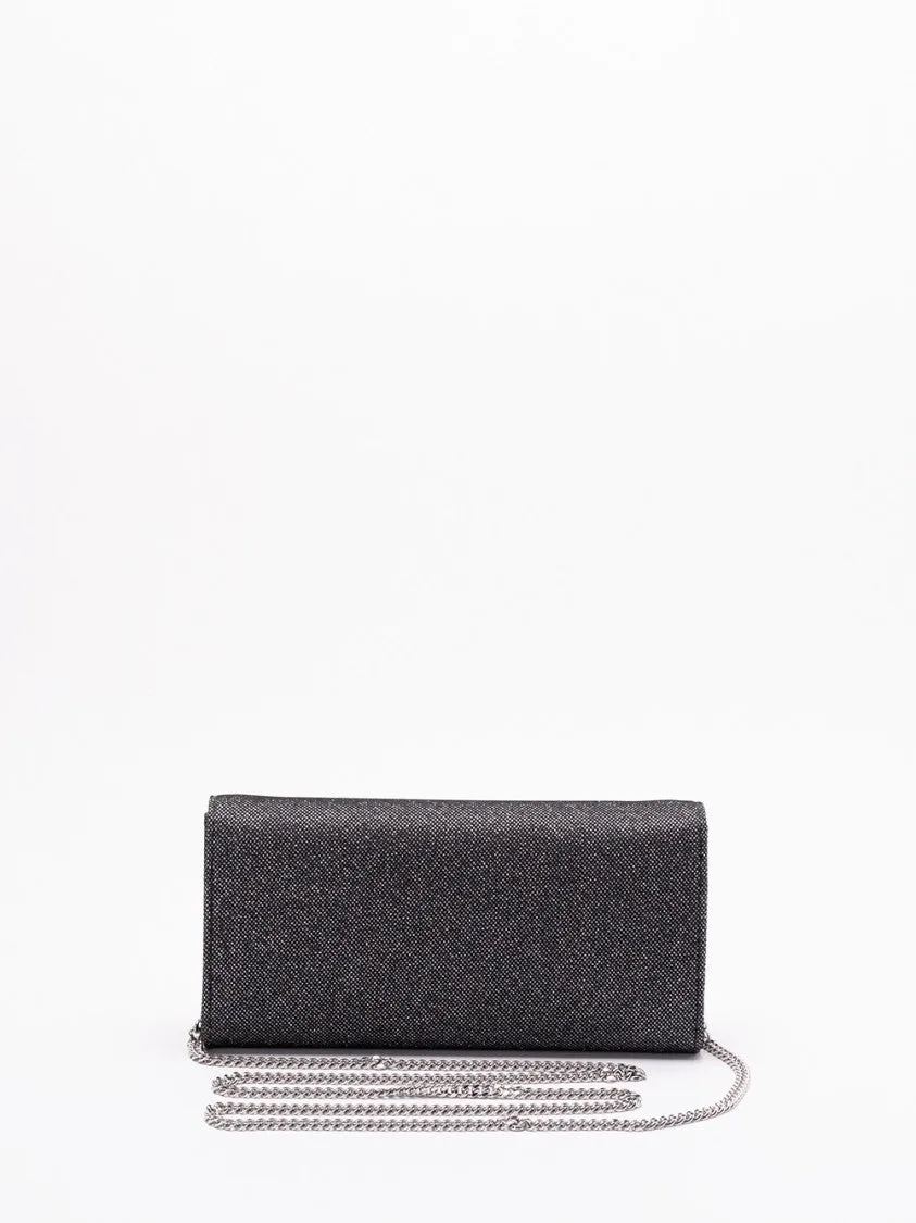 Structured Leather Clutch With Metallic Accent