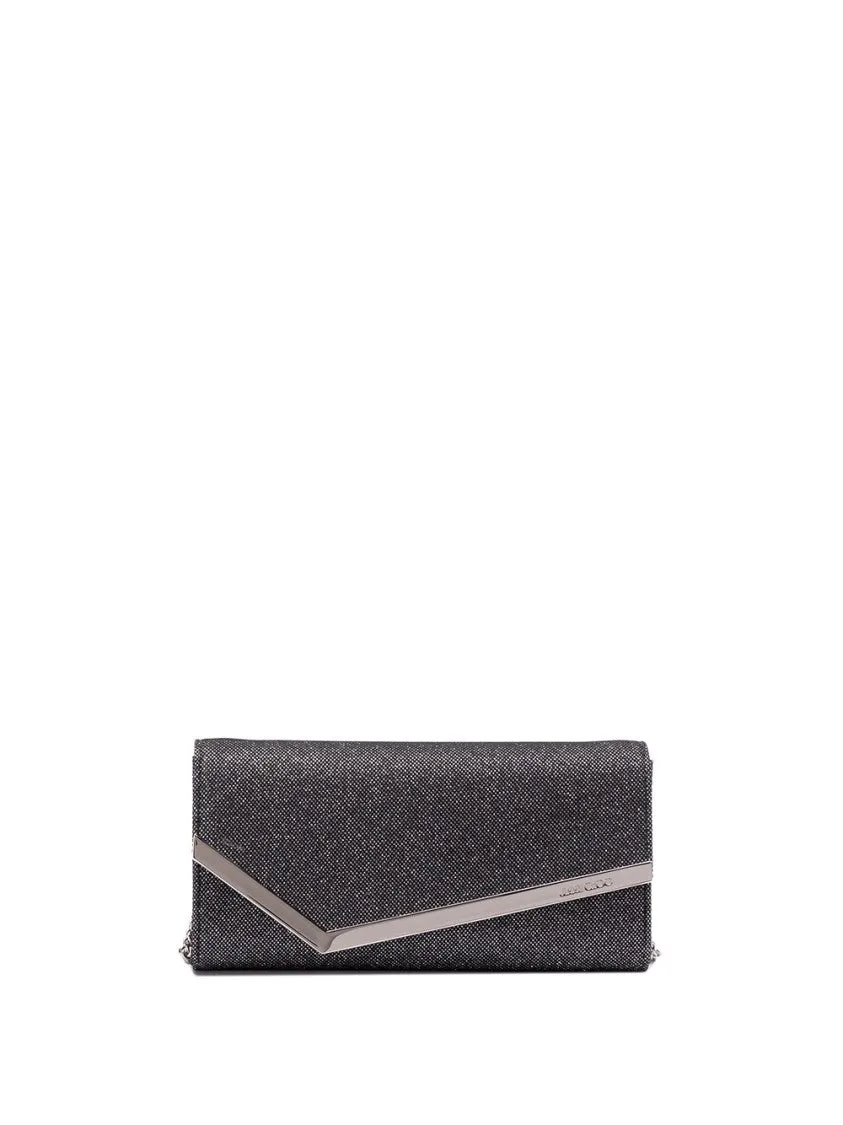 Structured Leather Clutch With Metallic Accent