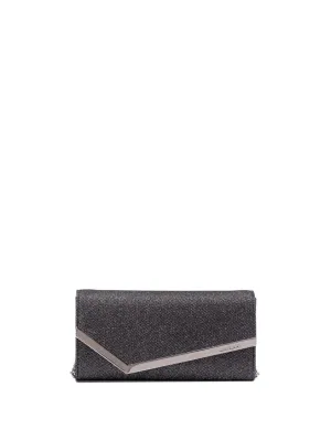 Structured Leather Clutch With Metallic Accent