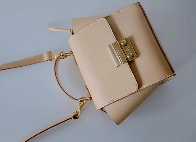 Stylish Leather Beige Womens Handbag Shoulder Bag Crossbody Purse for Women