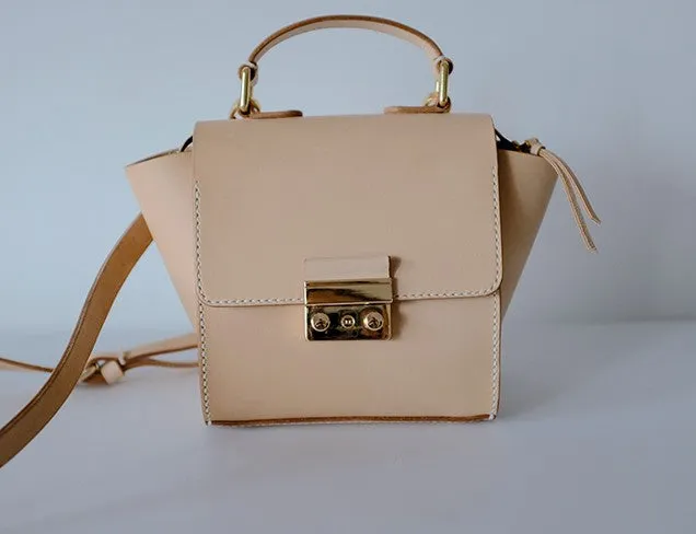 Stylish Leather Beige Womens Handbag Shoulder Bag Crossbody Purse for Women
