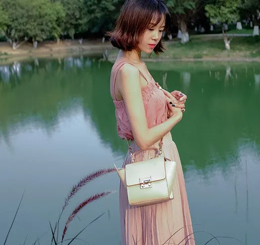 Stylish Leather Beige Womens Handbag Shoulder Bag Crossbody Purse for Women