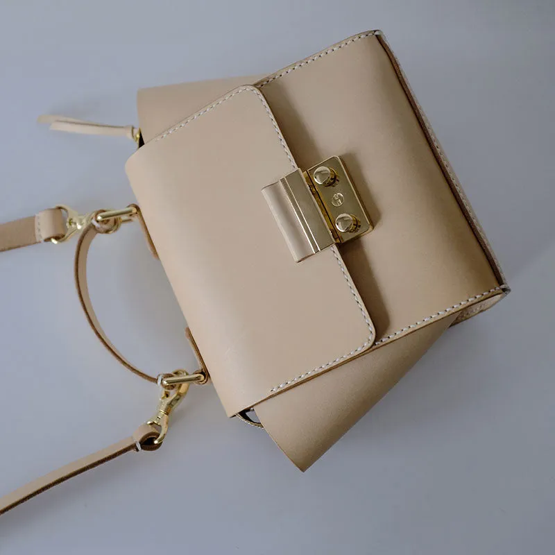 Stylish Leather Beige Womens Handbag Shoulder Bag Crossbody Purse for Women