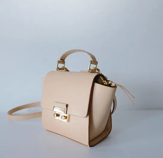 Stylish Leather Beige Womens Handbag Shoulder Bag Crossbody Purse for Women