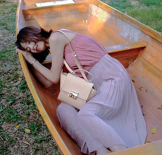 Stylish Leather Beige Womens Handbag Shoulder Bag Crossbody Purse for Women