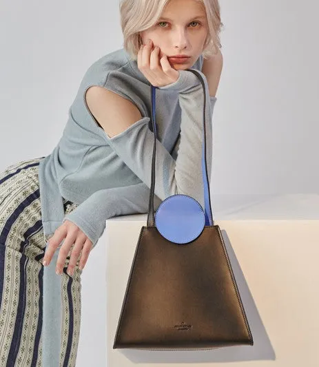 Stylish Leather triangular Black Womens Shoulder Bag Crossbody Bag Purse for Women