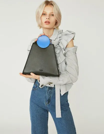 Stylish Leather triangular Black Womens Shoulder Bag Crossbody Bag Purse for Women