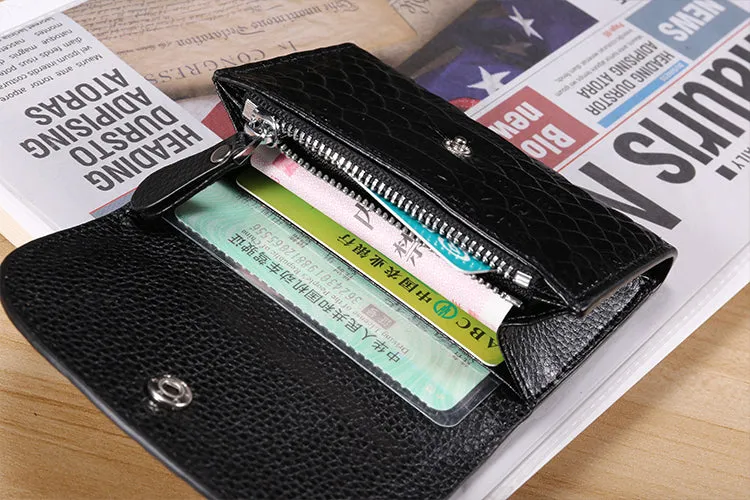 Stylish Womens Gray Crocodile Pattern Leather Billfold Wallet Small Wallet with Coin Pocket Slim Wallet for Ladies