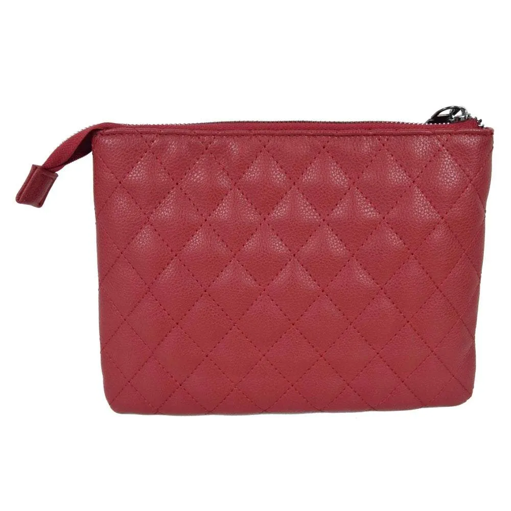 Suzy Levian Small Faux Leather Quilted Clutch Handbag