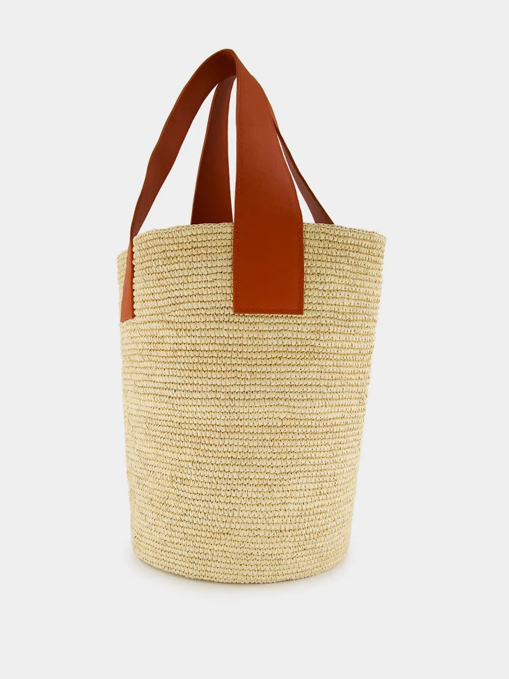 Tall Canasta with Leather Handles