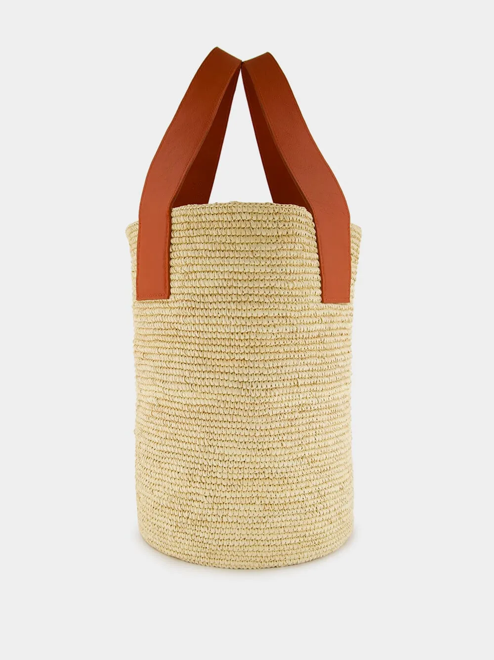 Tall Canasta with Leather Handles