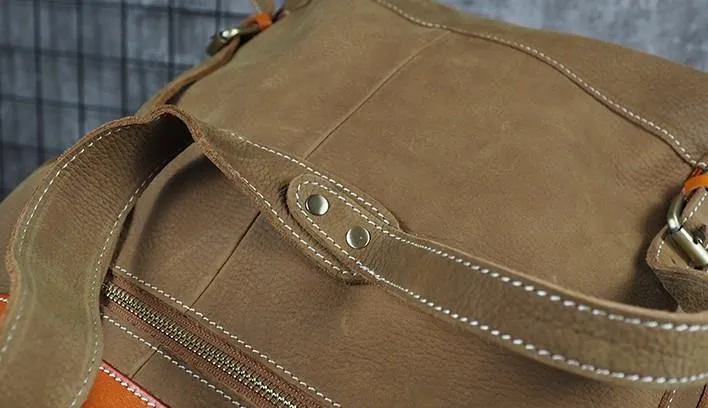 Tan Cool Mens Leather Backpack Travel Backpack Leather Hiking Backpack for Men