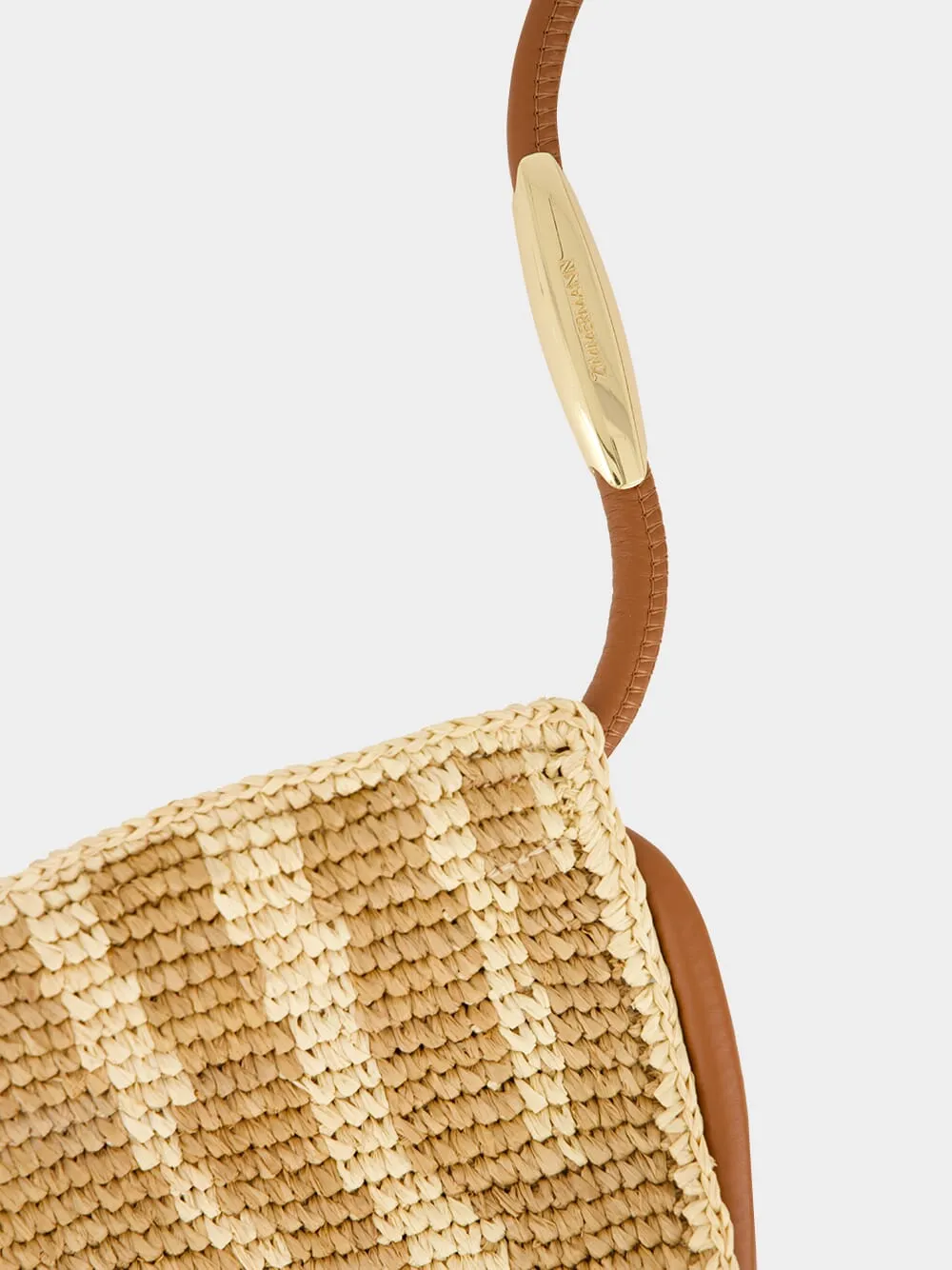 Tan Zebra Goldentime Raffia Tote