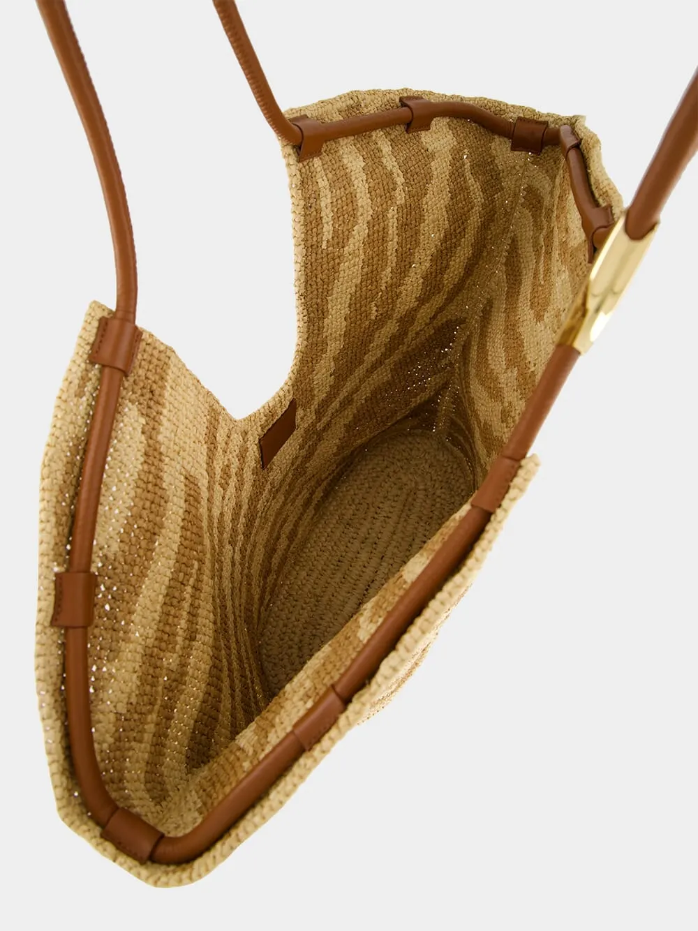 Tan Zebra Goldentime Raffia Tote