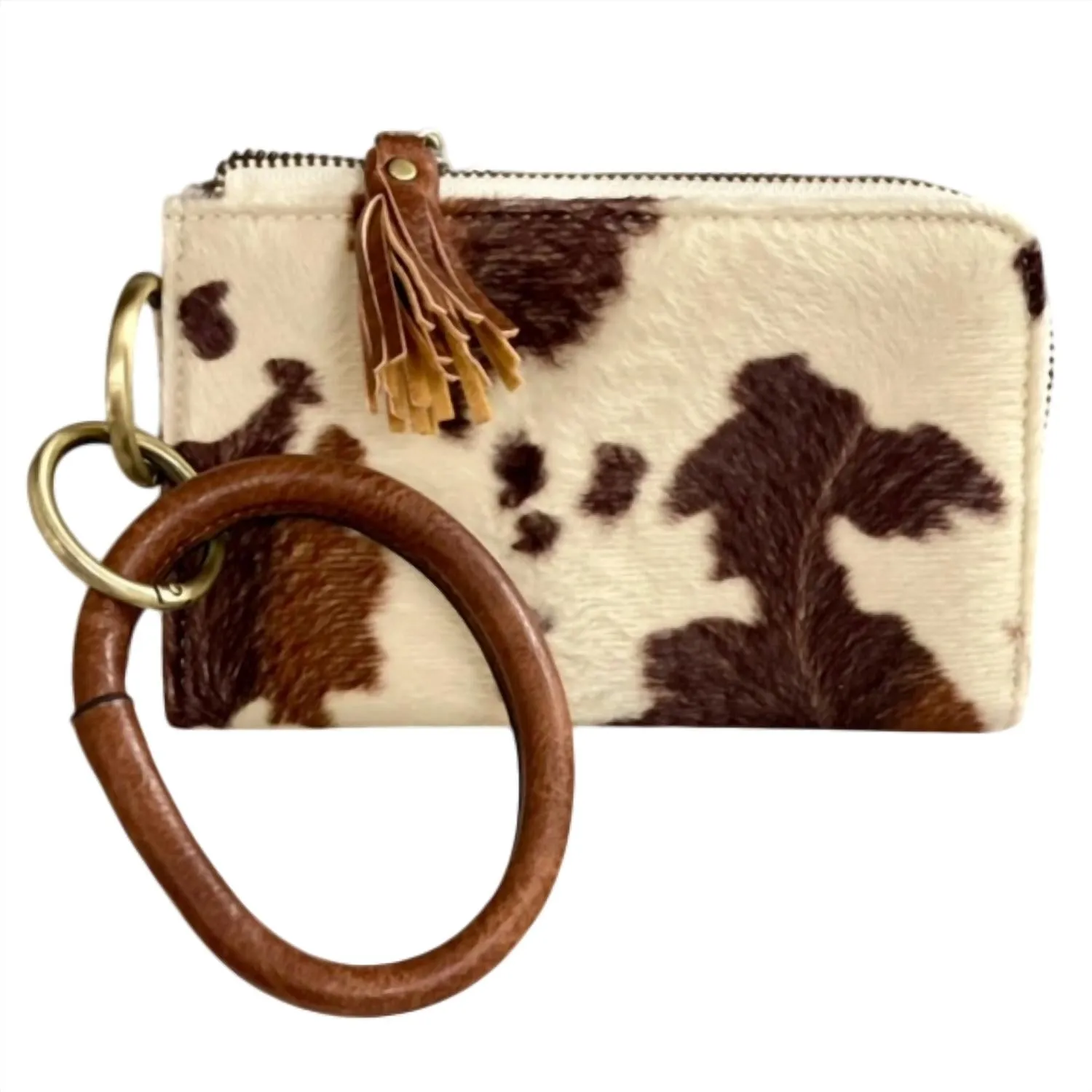 Tassel Bangle Wristlet Wallet In Cow/d. Brown