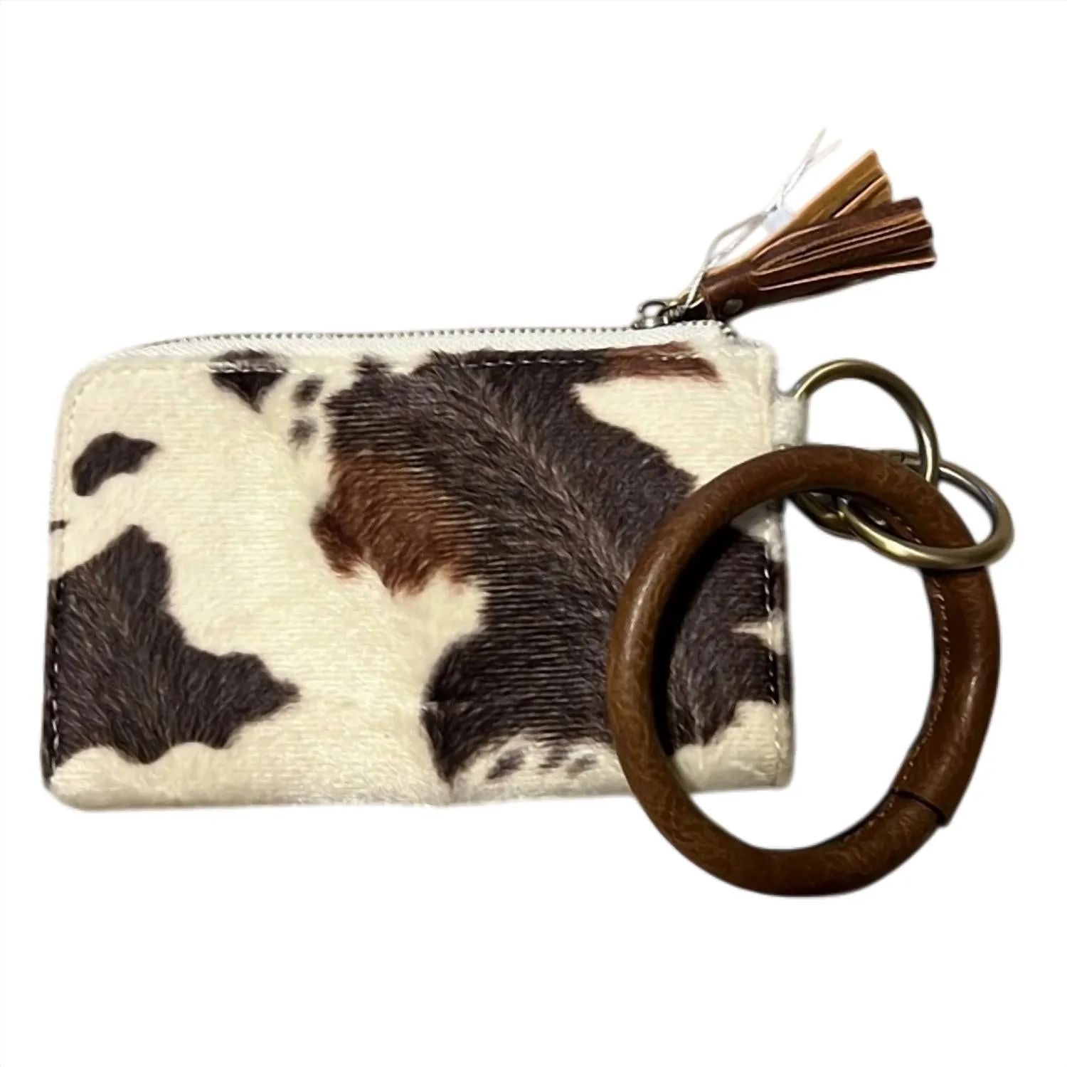 Tassel Bangle Wristlet Wallet In Cow/d. Brown