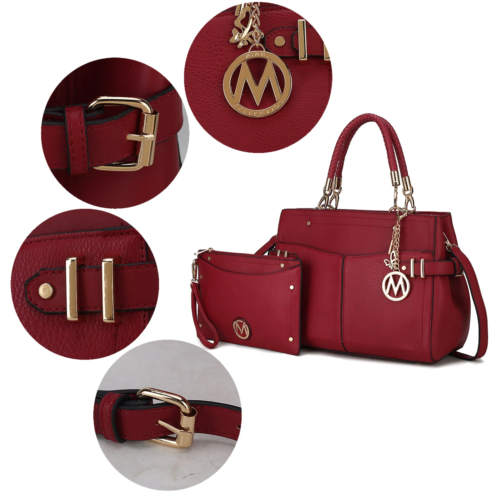 Tenna Vegan Leather Womens Satchel Bag with Wristlet