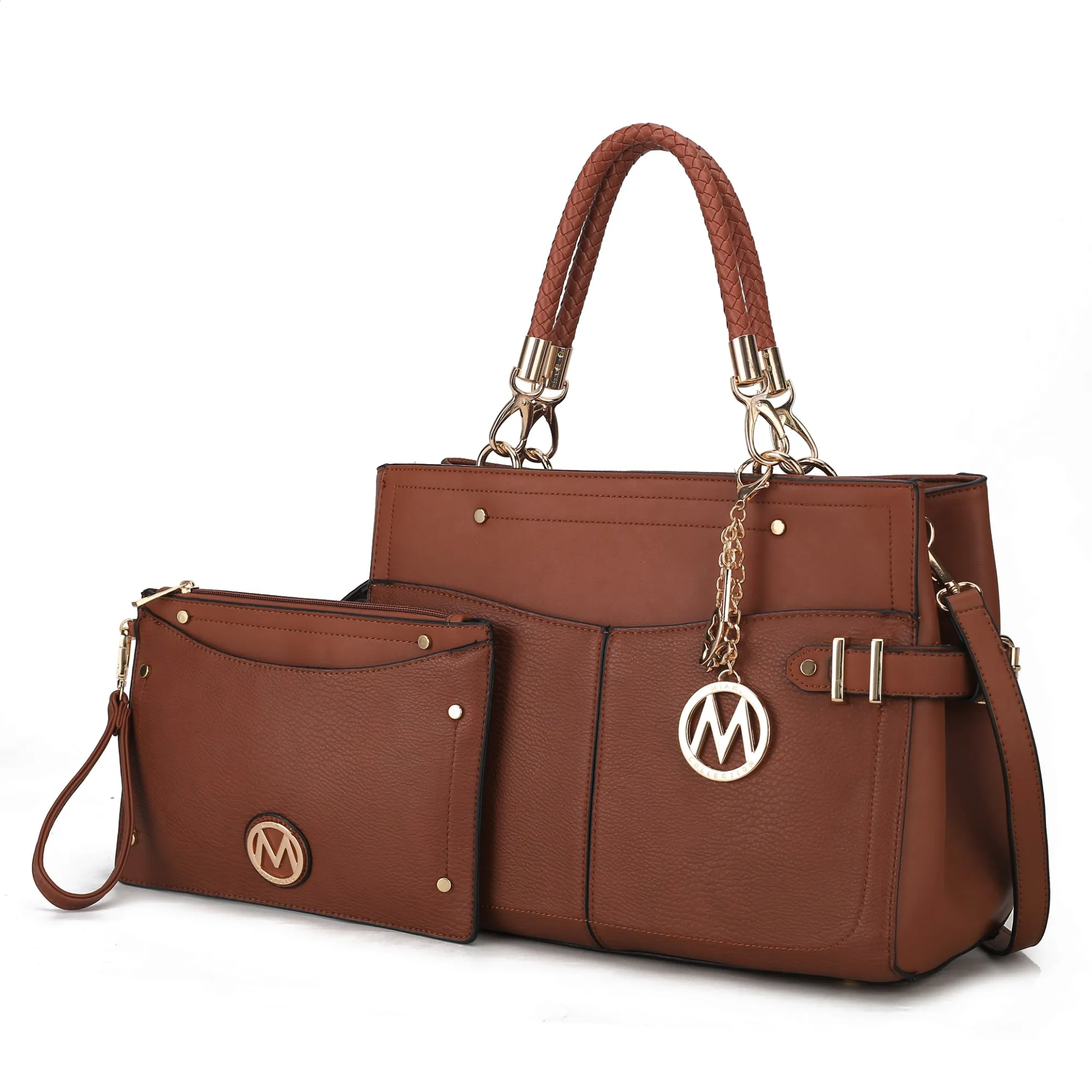 Tenna Vegan Leather Womens Satchel Bag with Wristlet