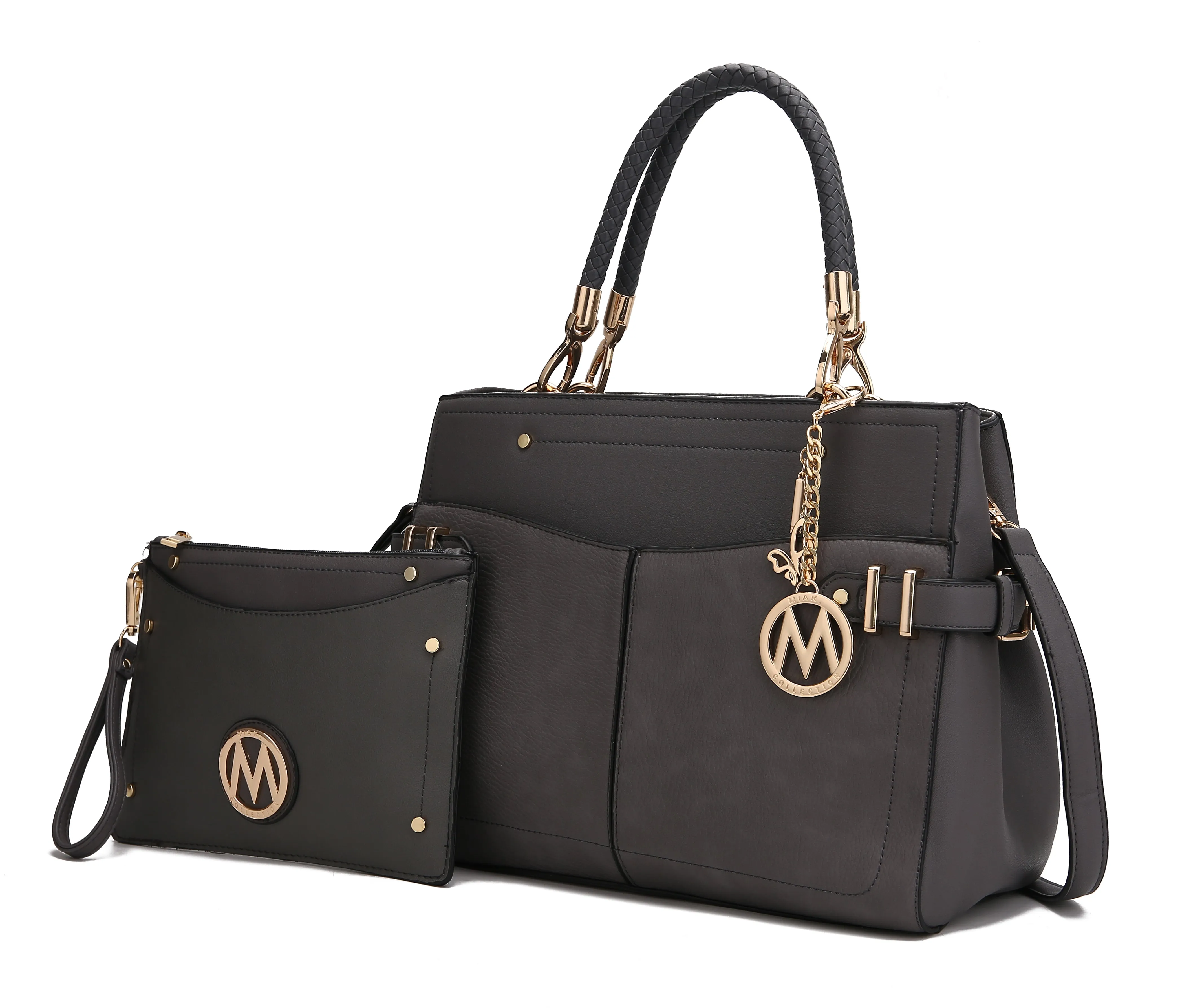 Tenna Vegan Leather Womens Satchel Bag with Wristlet