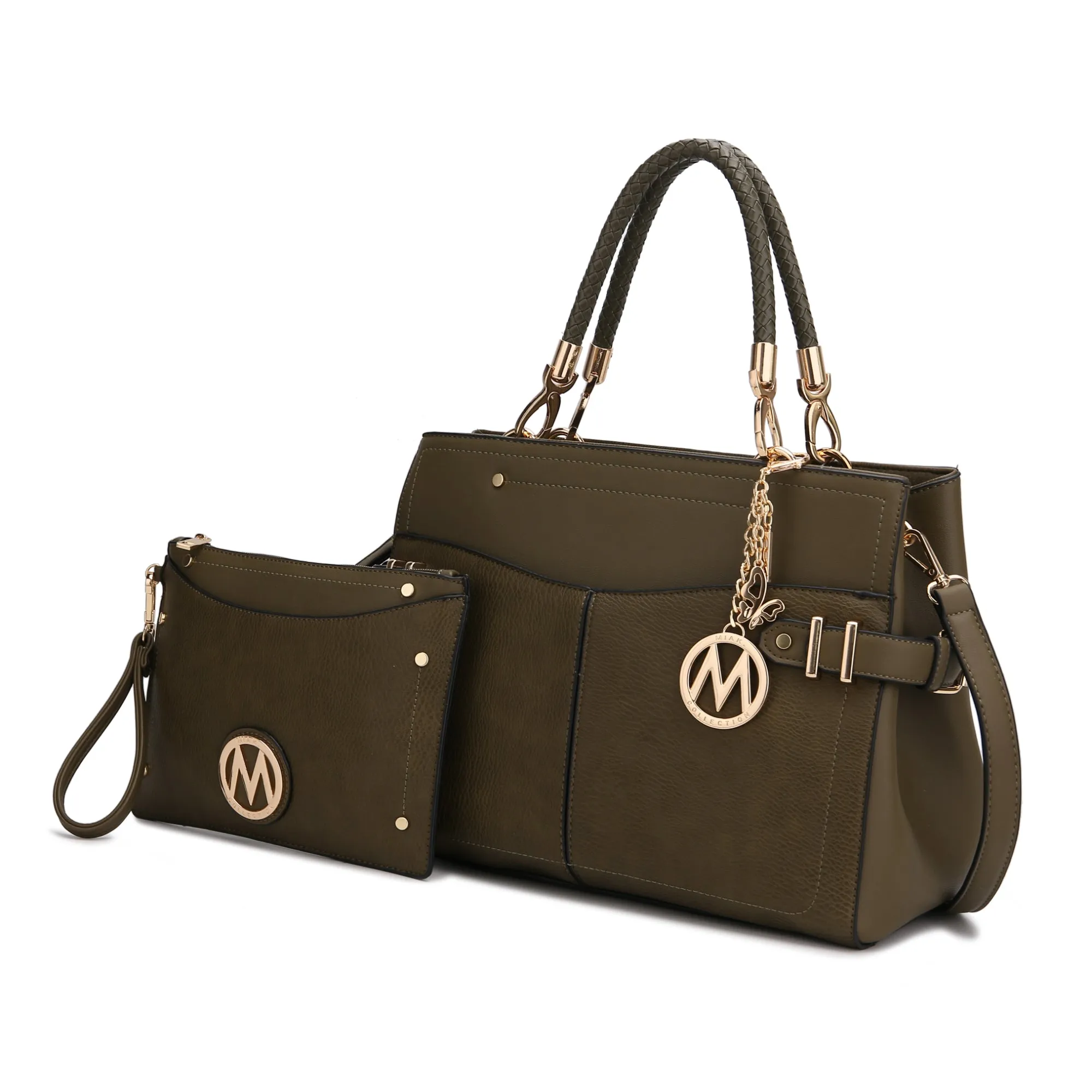 Tenna Vegan Leather Womens Satchel Bag with Wristlet