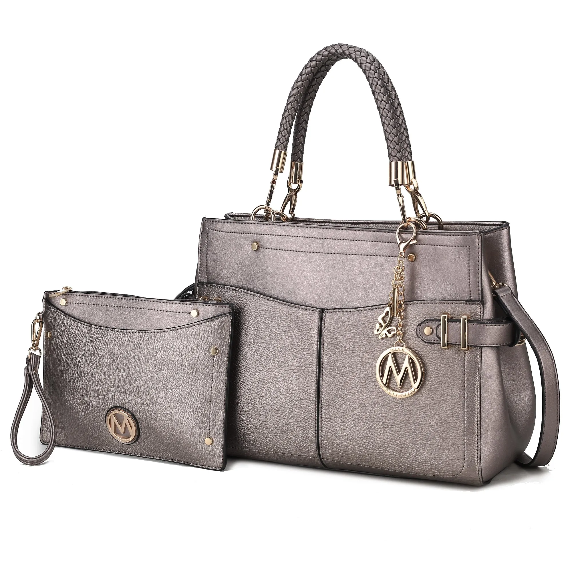 Tenna Vegan Leather Womens Satchel Bag with Wristlet