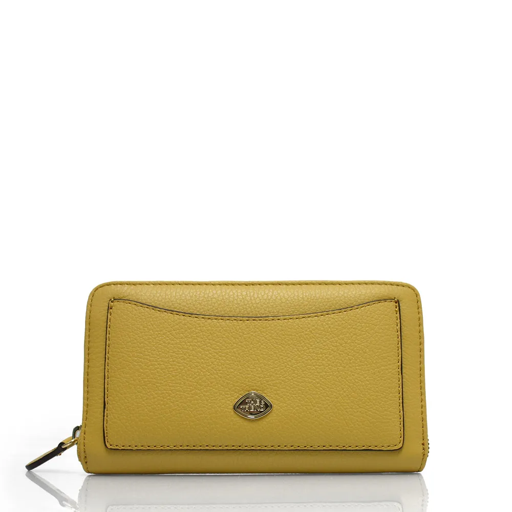 The Trend Long Italian Leather Zippered Wallet-Pocket Front