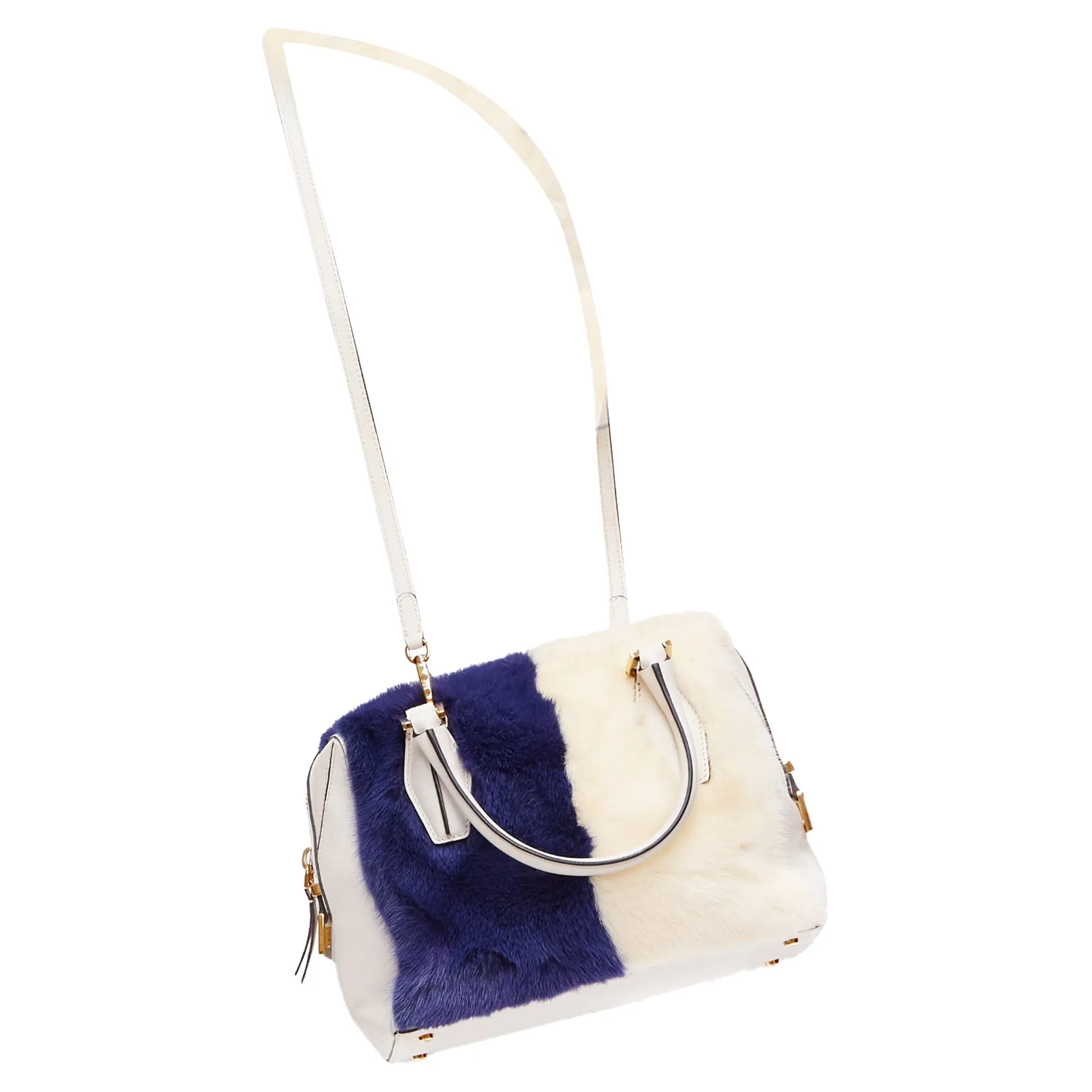 Tod's D Cube Bauletto Fur Leather Bowler Bag