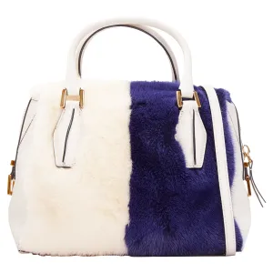 Tod's D Cube Bauletto Fur Leather Bowler Bag