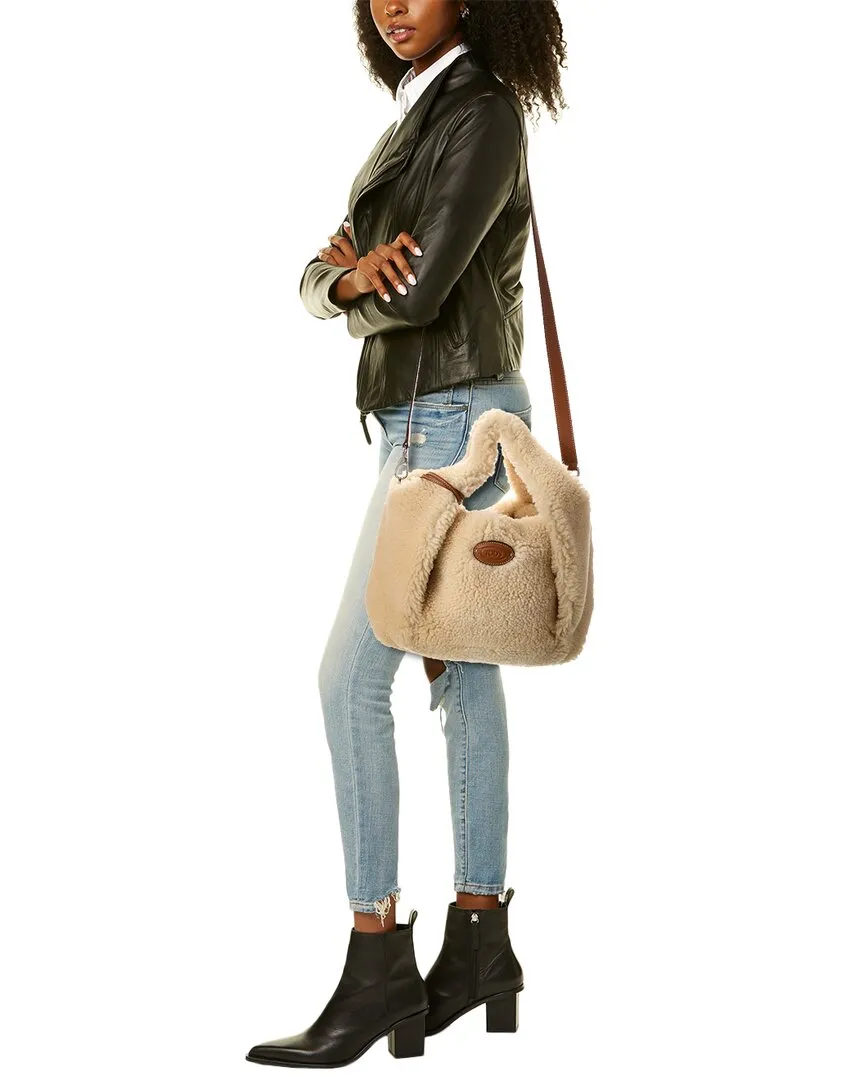 TODs Shearling & Leather Tote