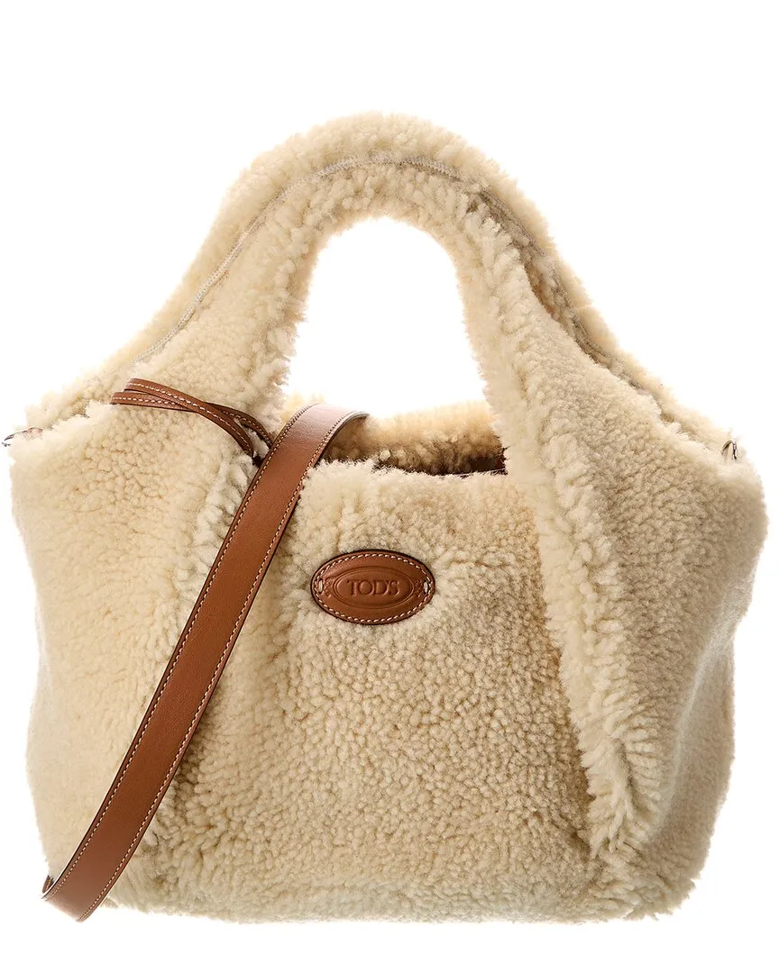 TODs Shearling & Leather Tote