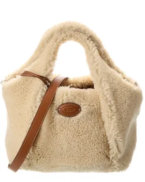 TODs Shearling & Leather Tote