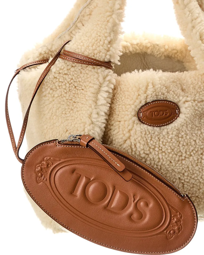 TODs Shearling & Leather Tote
