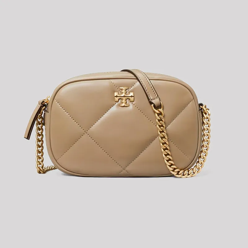 TORY BURCH Kira Diamond Quilt Camera Bag Taupe Oak 154715