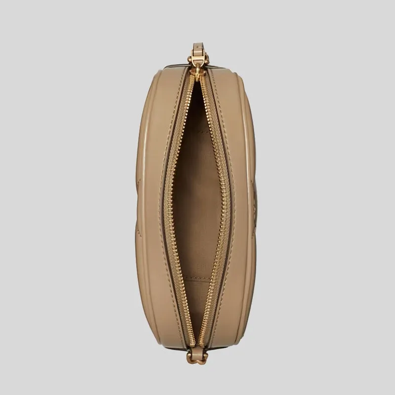 TORY BURCH Kira Diamond Quilt Camera Bag Taupe Oak 154715