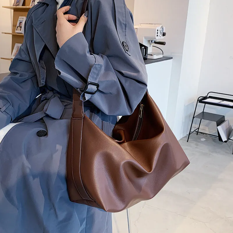 Trendy Large Capacity PU Leather College Tote Bag