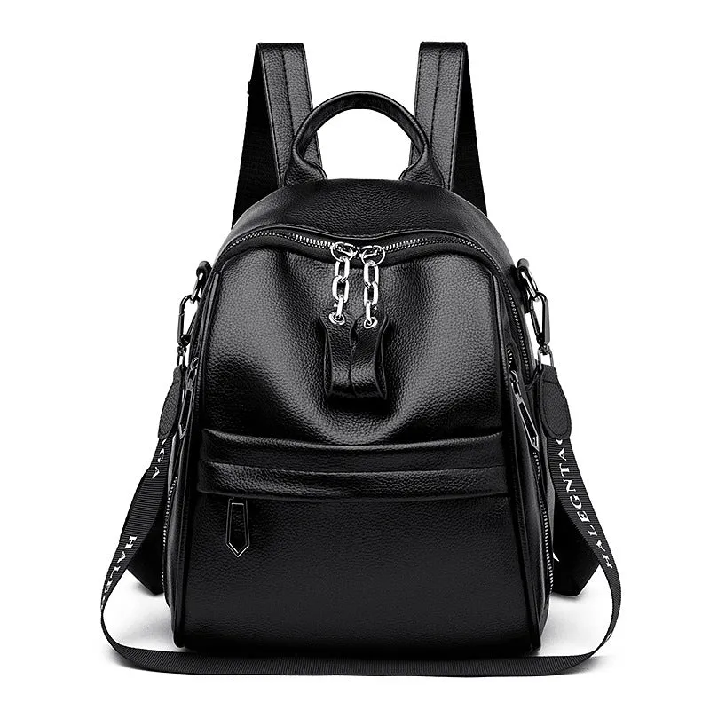 Trendy Soft Leather Unisex  Backpack