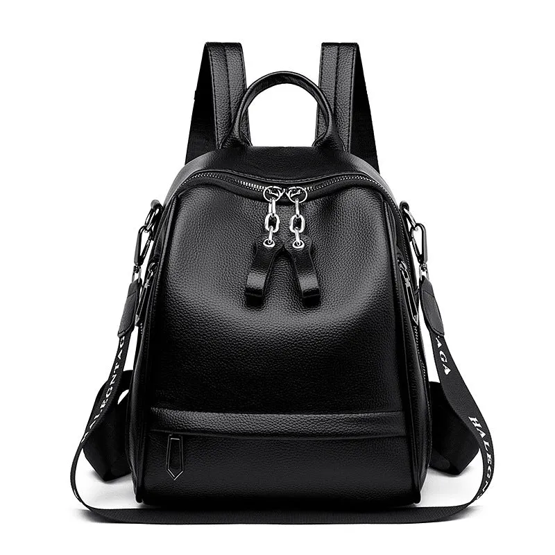 Trendy Soft Leather Unisex  Backpack