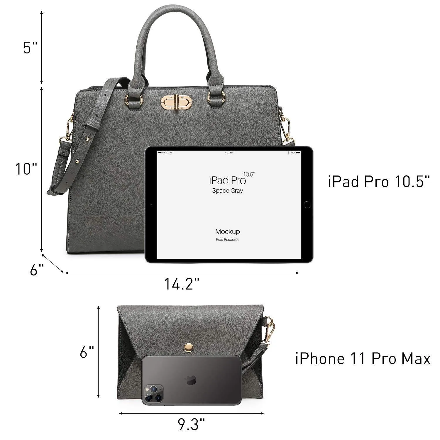 Twist Lock Handbag with Matching Wristlet