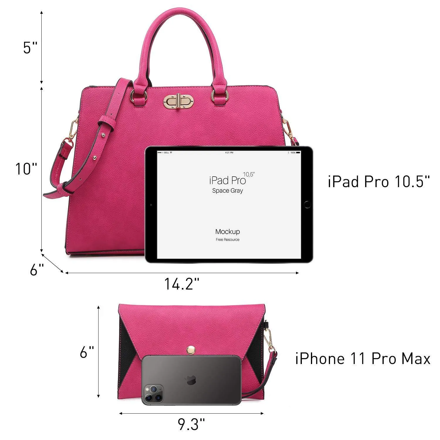 Twist Lock Handbag with Matching Wristlet