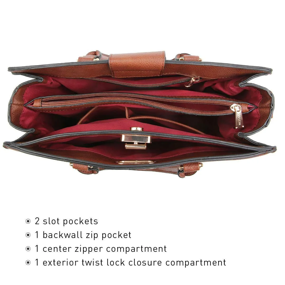 Twist Lock Handbag with Matching Wristlet