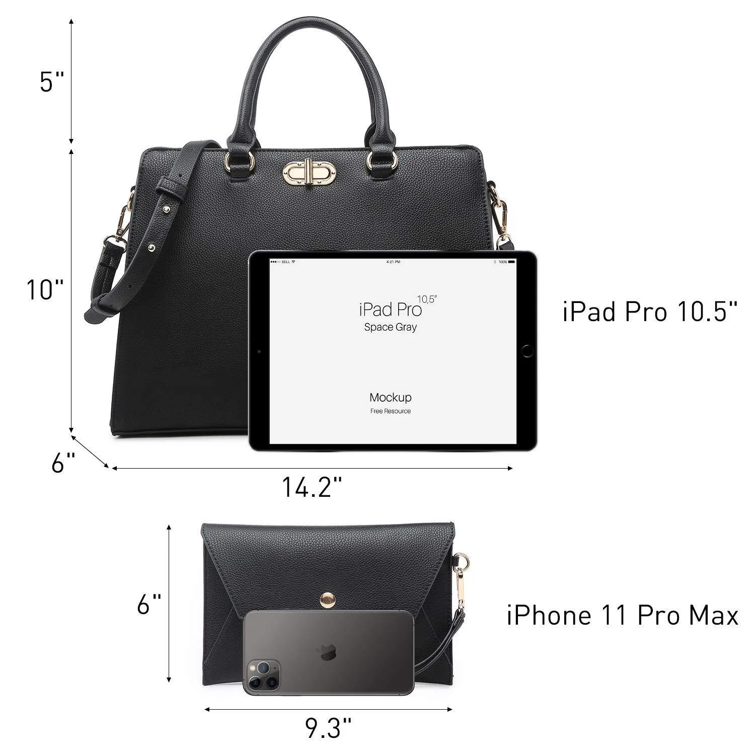 Twist Lock Handbag with Matching Wristlet