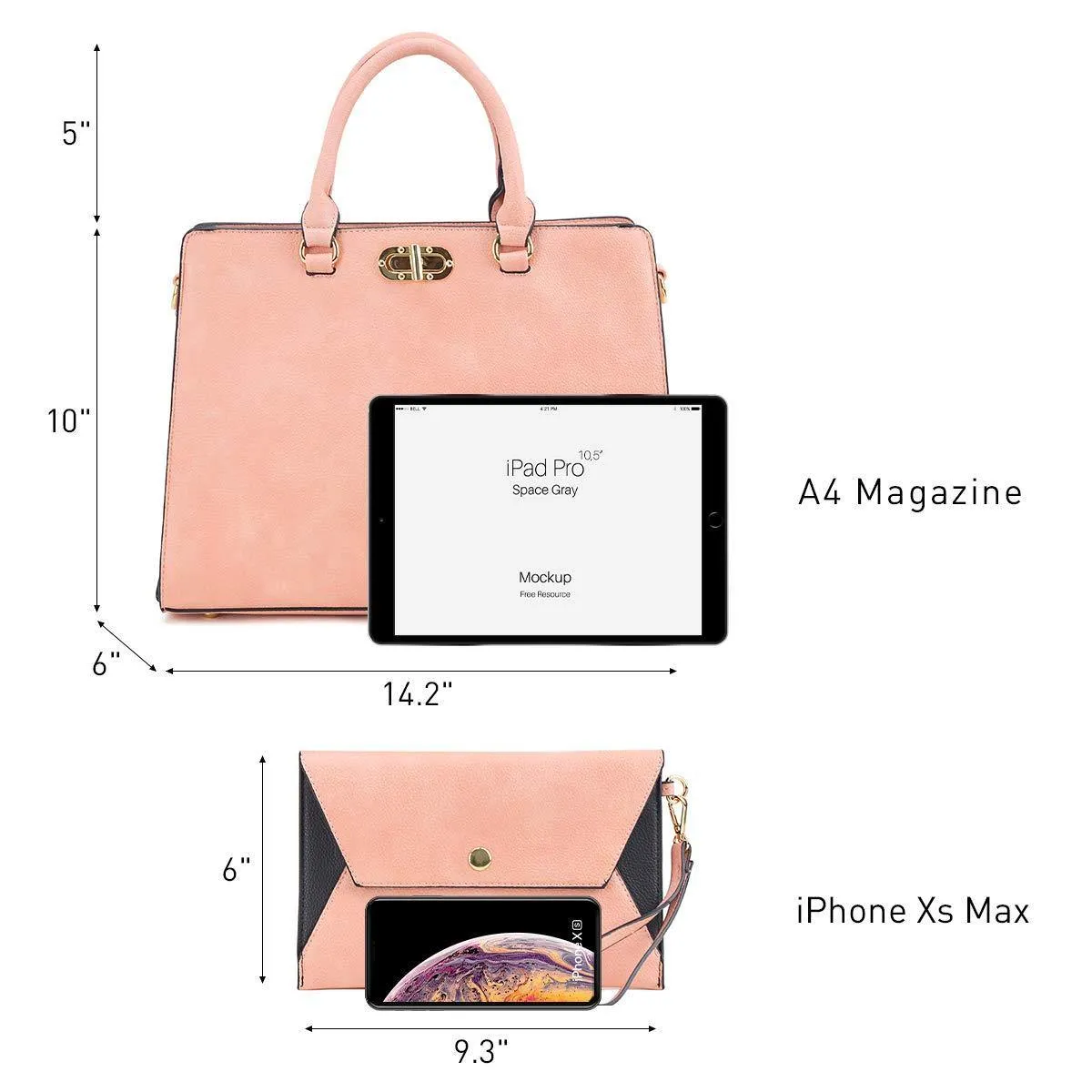 Twist Lock Handbag with Matching Wristlet