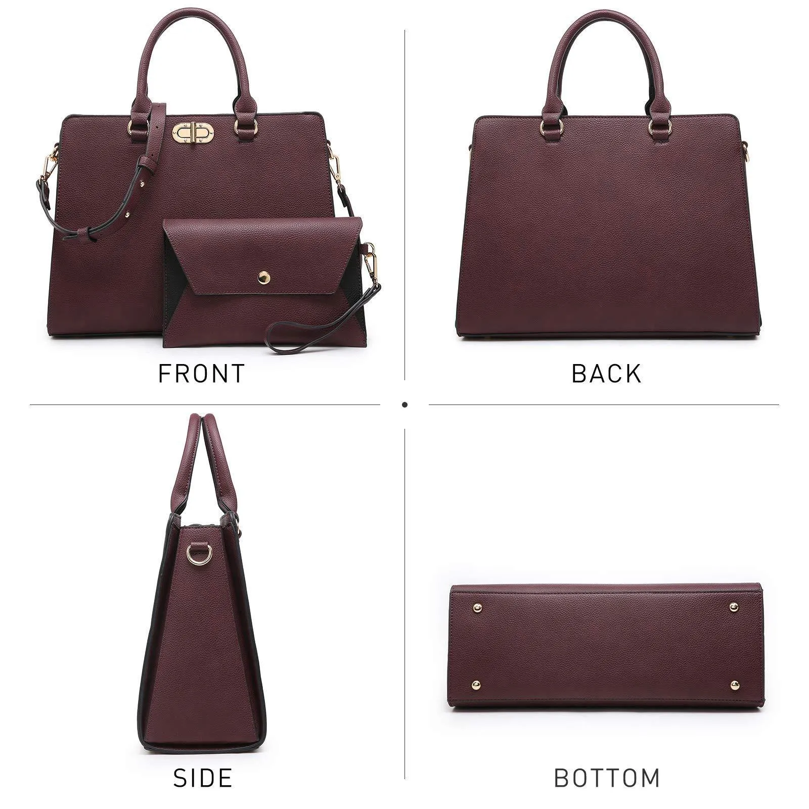 Twist Lock Handbag with Matching Wristlet