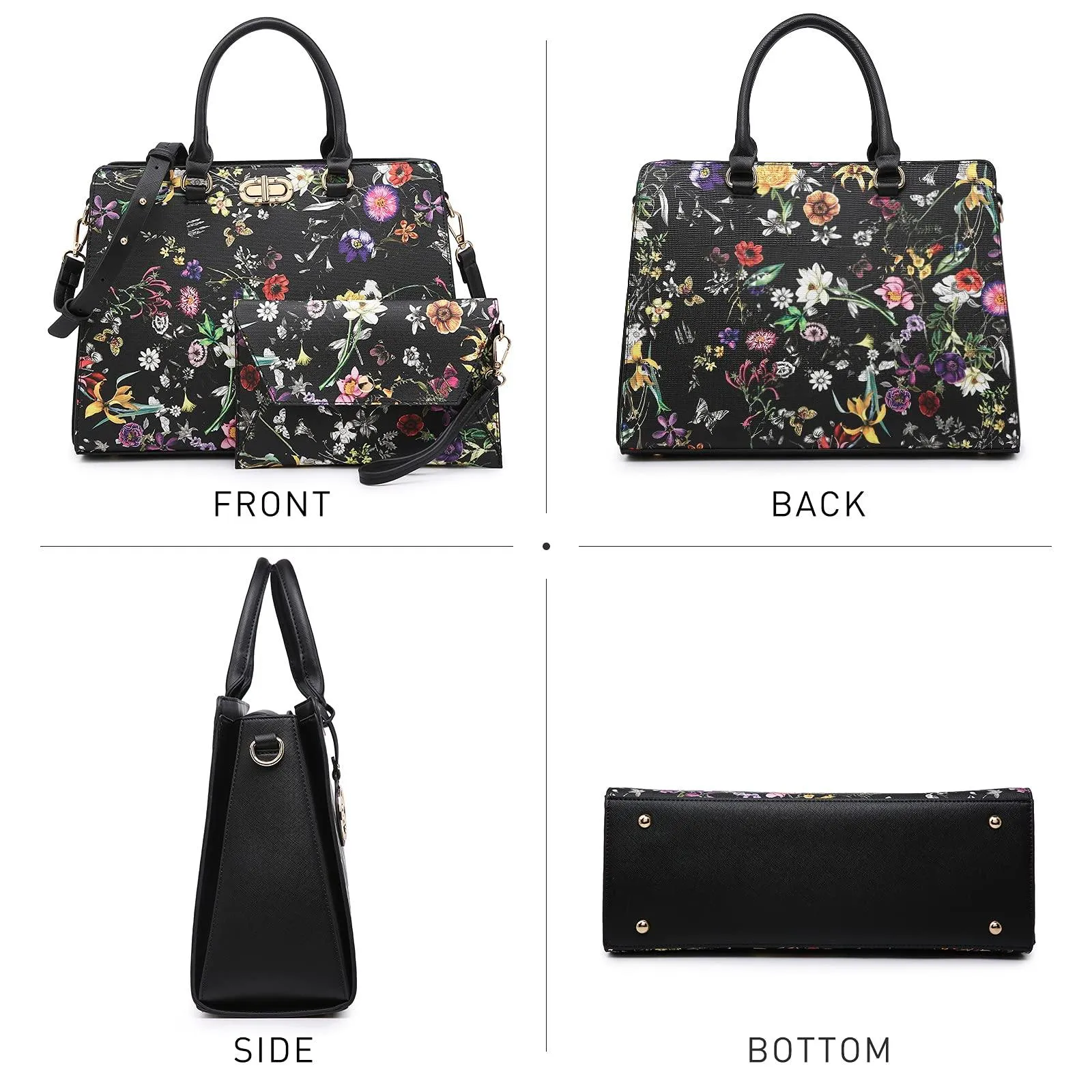 Twist Lock Handbag with Matching Wristlet